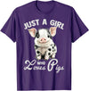 Farm Animal Lover Spotted Pig Cute Art Style Just A Girl Who Loves Pigs Cute Spotted Pig Lover Gift T-Shirt - Purple