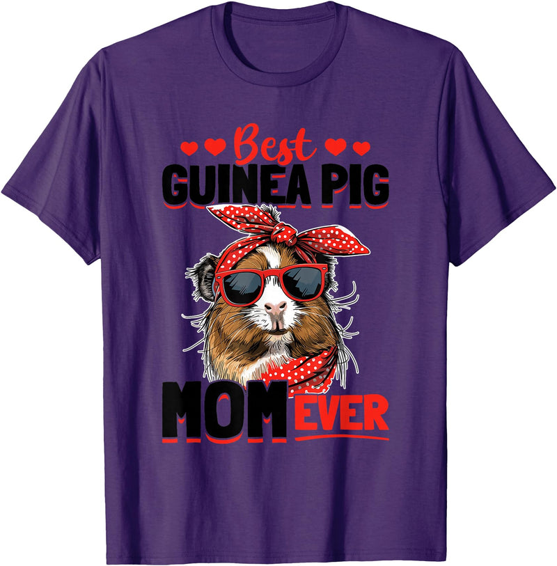 Funny Guinea Pig Pet Lover Rodent Lover Graphics Funny Guinea Pig Pet Lover Rodent Animal Best Guinea Pig Mom T-Shirt - Purple