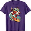 Surfing Cow Catching a Wave Surfer Design Co. Surfing Cow Catching a Wave Farmer Surfer Surf Time T-Shirt - Purple