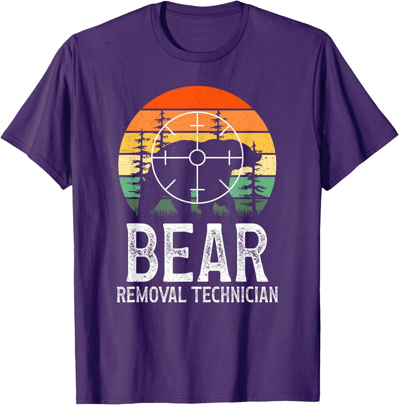 Funny Bear Hunting Lover Bear Hunter Bear Removal Technician Bear Hunting Bear Hunter T-Shirt - Purple