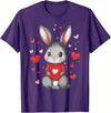 Rabbit Lover Heart Girls Valentine’s Day Women Bunny T-Shirt in Purple