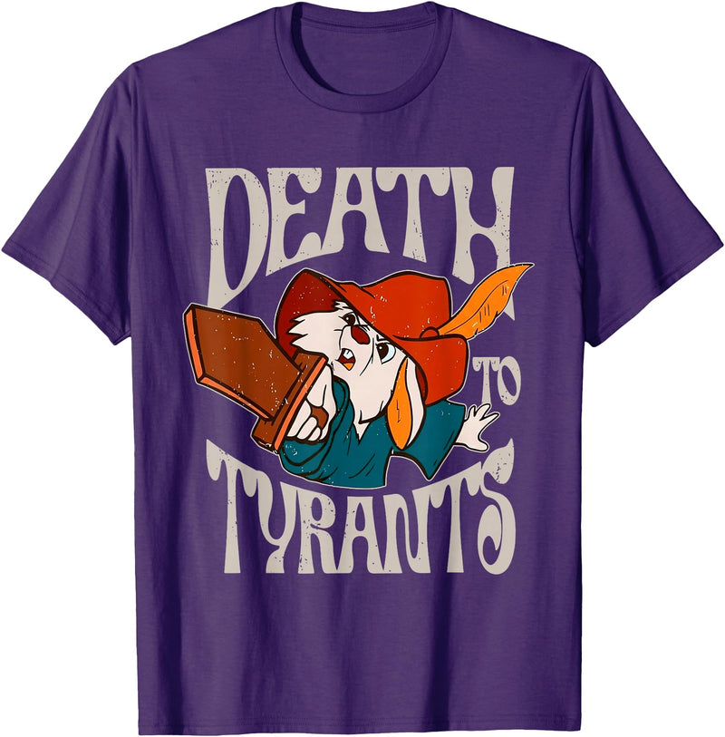 Death to Tyrants Retro Rabbit Meme T-Shirt in Purple