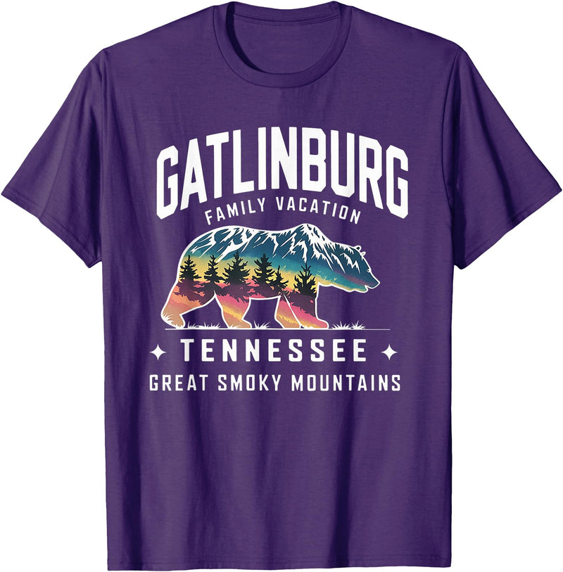 Gatlinburg Family Vacation Tees Family Vacation Mountains Gatlinburg Tennessee Bear Souvenir T-Shirt - Purple