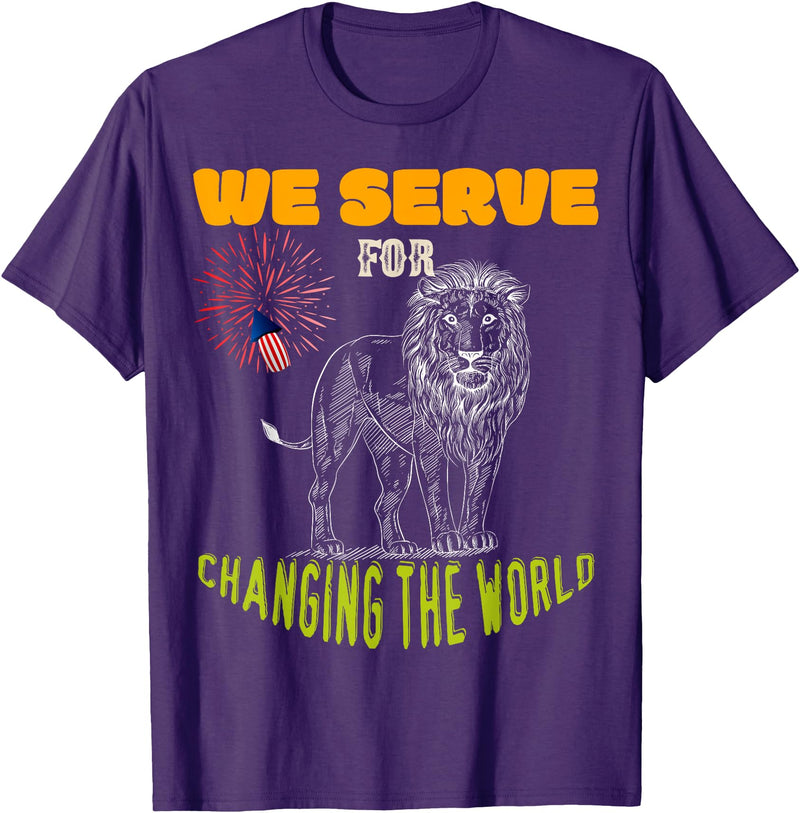 Lions Club members gift Lions Club we serve for changing the world volunteer gift T-Shirt - Purple