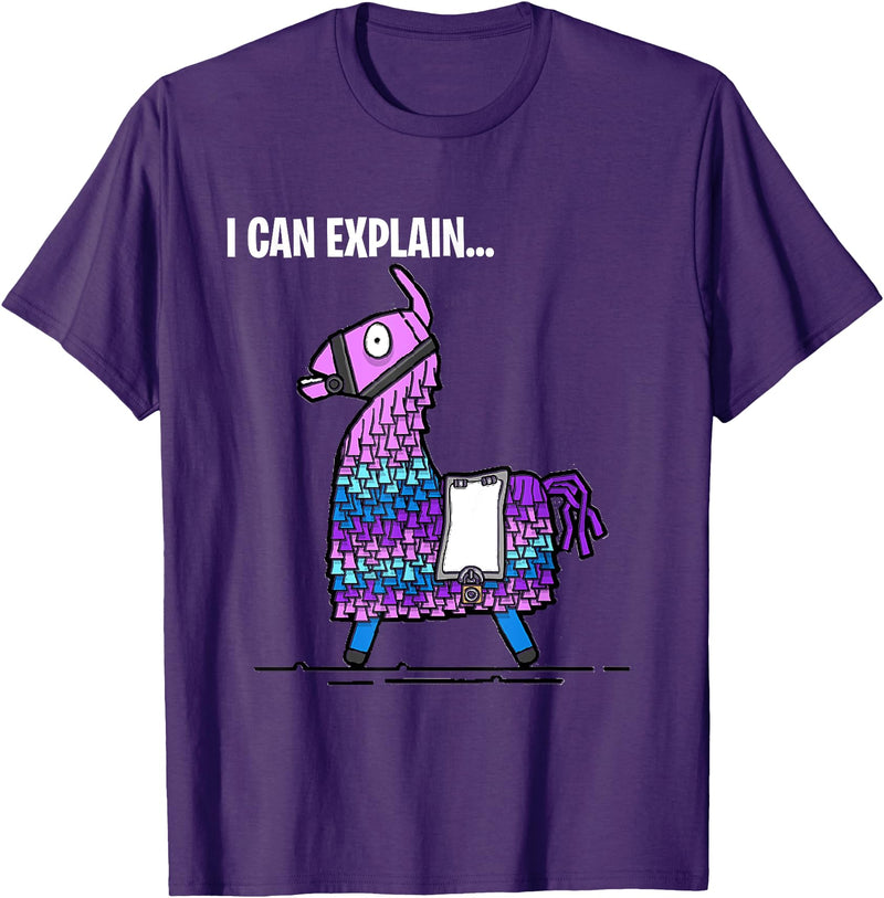 Funny gaming T-Shirts Loot Llama I Can Explain Gaming T-Shirt T-Shirt - Purple