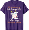 Funny My Spirit Animal Is A Grumpy Cow Tee Shirt My Spirit Animal Is A Grumpy Cow Who Slaps Annoying People T-Shirt - Purple