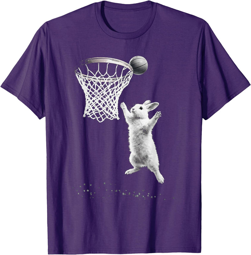 Funny Cool Rabbit Basketball Easter for Men Boy Toddler Kids T-Shirt in Purple