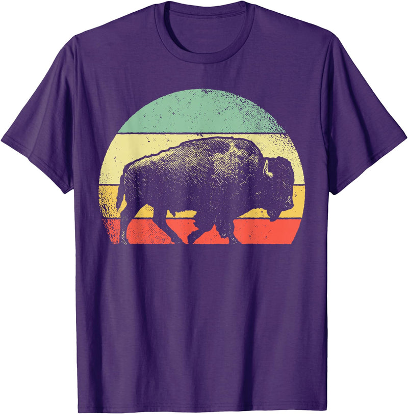 Bison Lover Gifts Wildlife I Bison Natural Reserve Vintage Buffalo Graphic Crew Neck Short Sleeve Regular Fit T-Shirt -