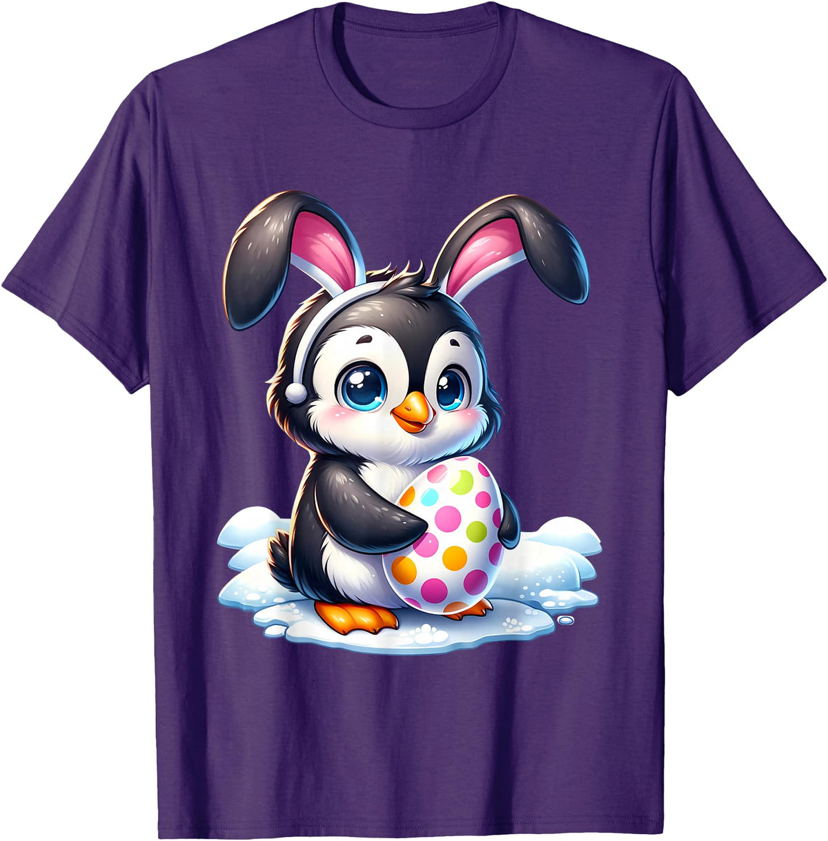 Easter Penguin Lover Egg Eggs Bunny Rabbit Bunnies Funny T-Shirt in Purple