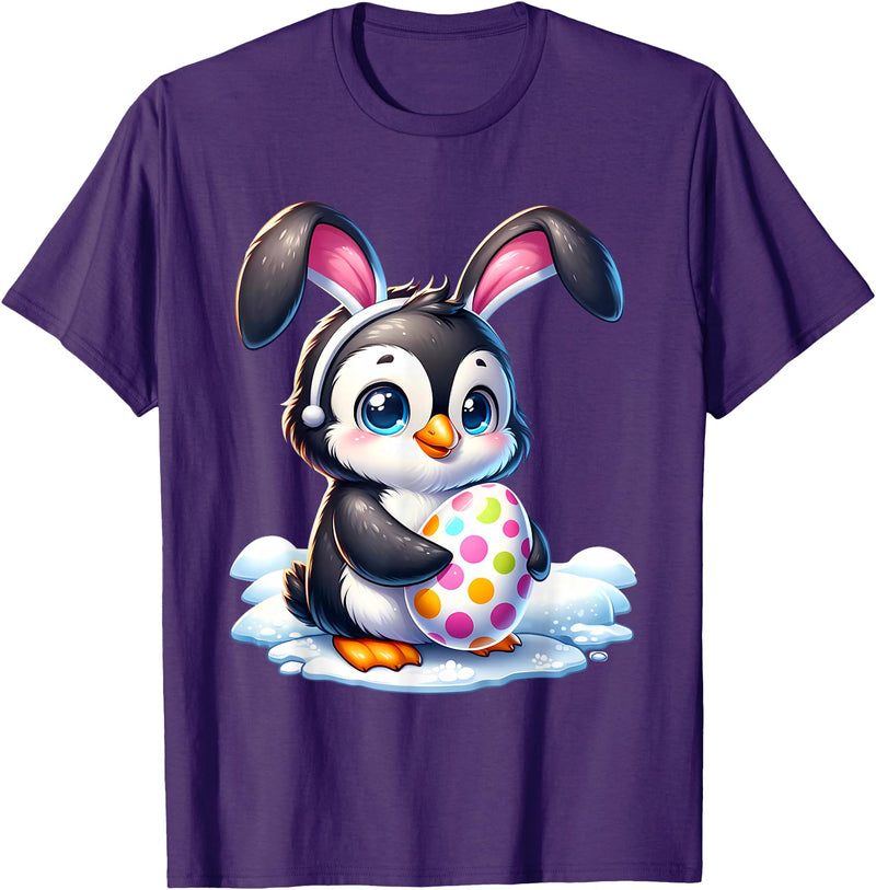 Easter Penguin Lover Egg Eggs Bunny Rabbit Bunnies Funny T-Shirt in Purple
