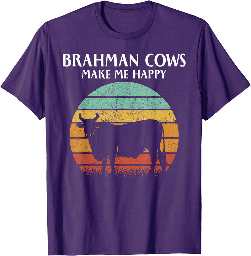 brahman cows make me happy T-Shirt - Purple