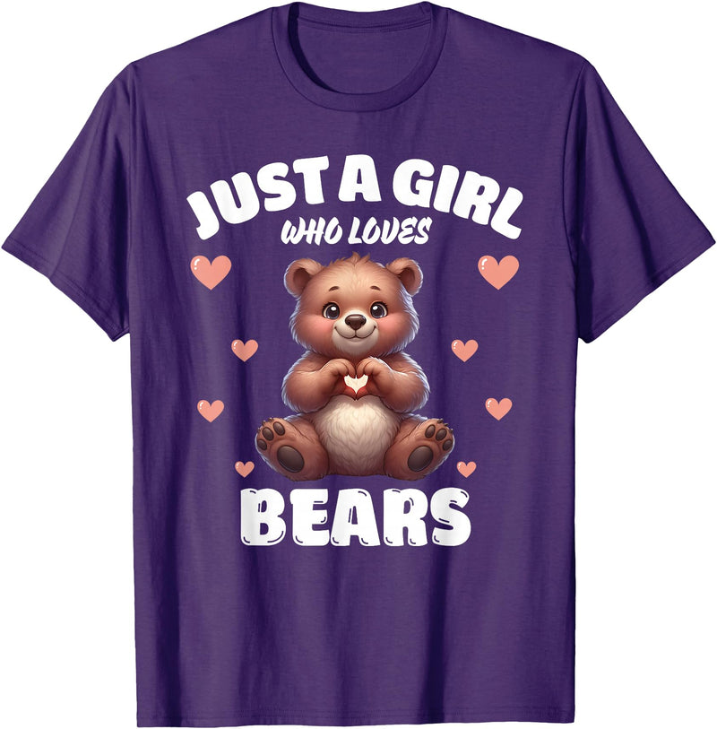 Bear Lover Tees, Bear Gifts by T&T Just A Girl Who Loves Bears, Cute Bear Lovers T-Shirt - Purple