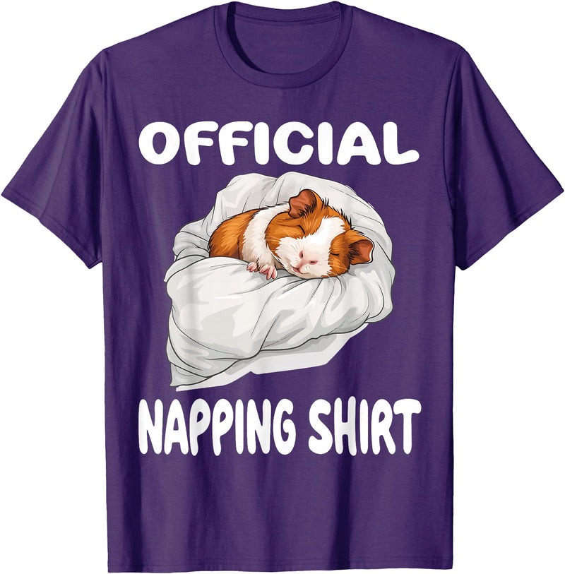 Official Sleep Pajamas Nightgown Sleepwear Co. Guinea Pig Official Napping shirt Pajamas Nightgown T-Shirt - Purple
