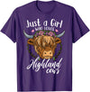 Scottish Highland Cow Lovers Scottish Highland Cow Just a Girl Who Loves Highland Cows T-Shirt Small - Purple