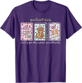 Pediatrics s Day PEDS Nurse Stamp Bear V-day Work Pediatrics Valentines Day PEDS Nurse Stamp Bear V-Day Work P T-Shirt - Purple