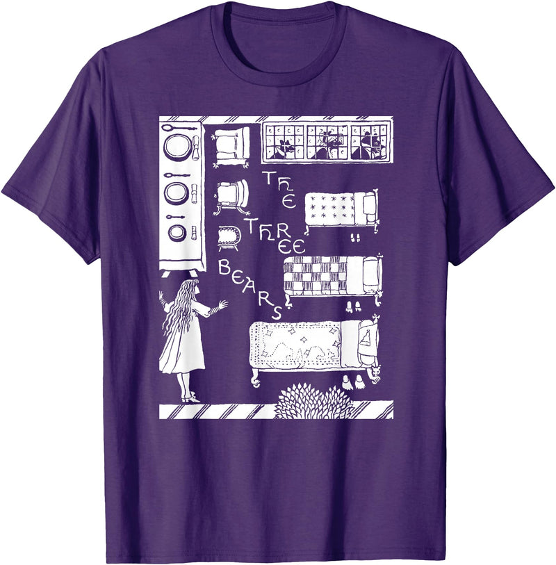 Vintage Fairy Tale Shirts The 3 Bears Vintage Goldilocks Retro Fairy Tale T-Shirt - Purple