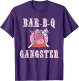 Pig Gangster BBQ Gift Ideas Funny BBQ Gifts for Men- Pork Pig Pit BBQ Gangster T-Shirt - Purple