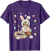 Cute Easter Bunny Rabbit with Eggs Whimsical Snake Design T-Shirt in Purple