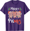 Discover Christmas Pun Animals Here Merry Pigmas Pun Pig Christmas T-Shirt - Purple