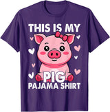 Pig Lover Gift Co. My Pig Pajama Women Pig Pjs Cute Pig Stuff Farmer Girl T-Shirt - Purple