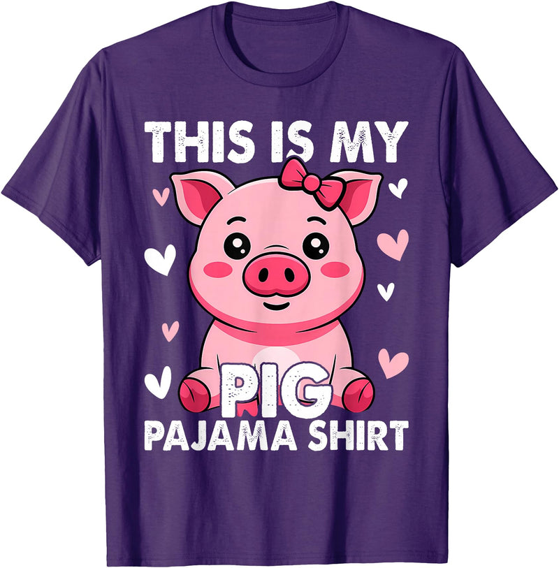 Pig Lover Gift Co. My Pig Pajama Women Pig Pjs Cute Pig Stuff Farmer Girl T-Shirt - Purple