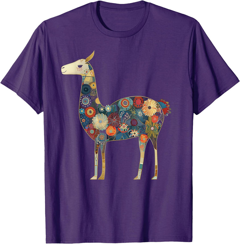 We Love Llamas & Alpacas - Peru Souvenirs Co. Llama Alpaca Floral Colorful Flowers Peru Peruvian Souvenir T-Shirt - Purple