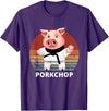 Animals Puns Pig Karate Pork Chop Pun T-Shirt - Purple