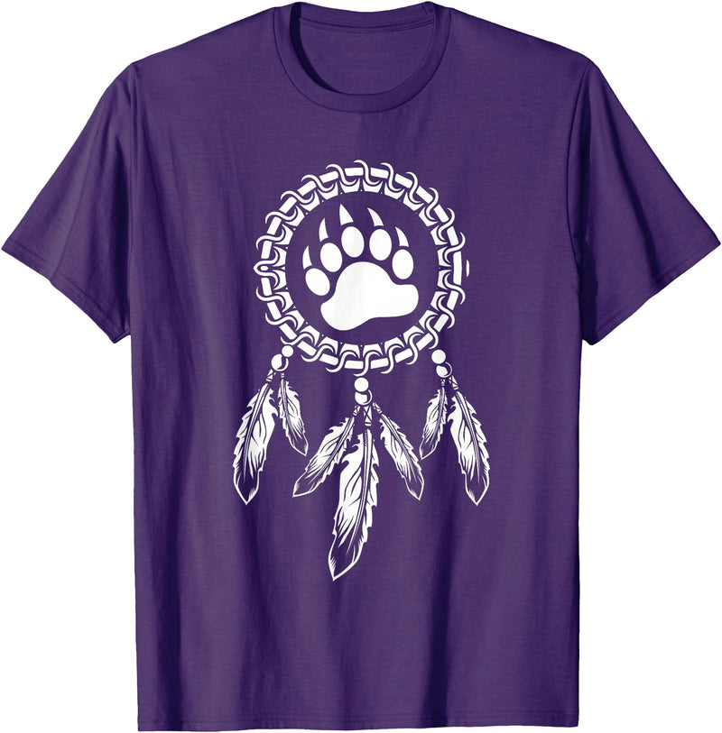Indigenous Native American For Men Traditional Dreamcatcher Women Bear Native American T-Shirt - Purple