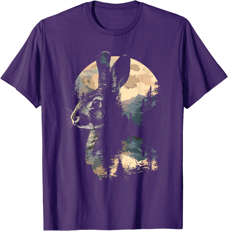 Rabbit Mountain Landscape Nature Wildlife T-Shirt in Purple