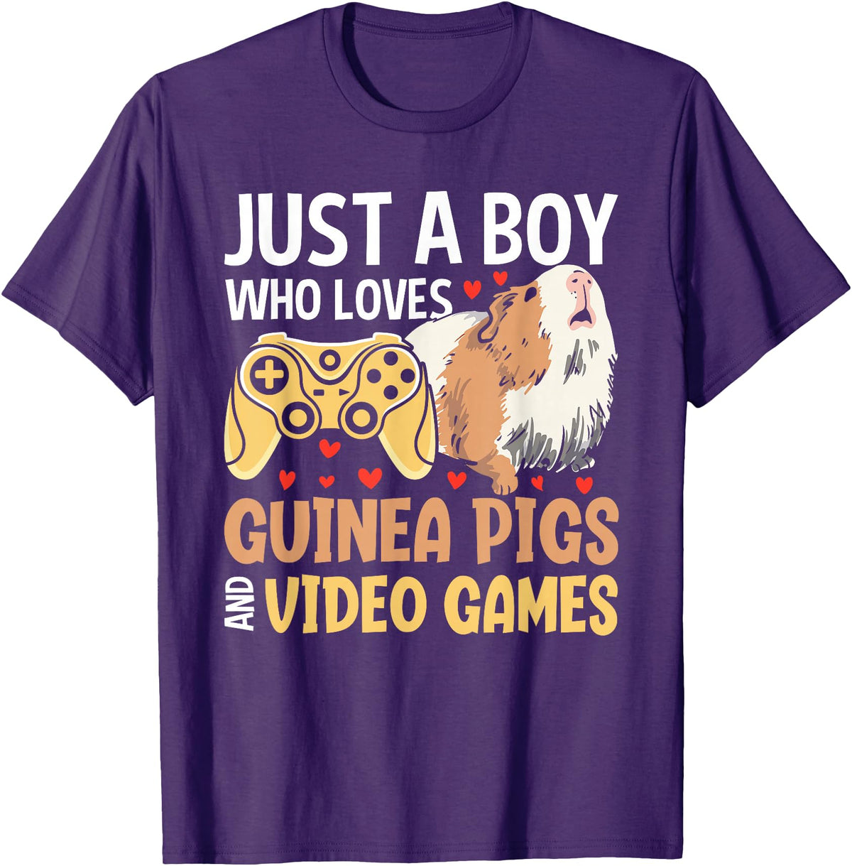 Guinea Pig Gifts for Gamer Co. Just a Boy Who Loves Guinea Pigs and Video Games Gaming T-Shirt - Purple