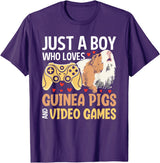 Guinea Pig Gifts for Gamer Co. Just a Boy Who Loves Guinea Pigs and Video Games Gaming T-Shirt - Purple
