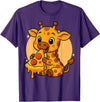 Giraffe Eating Pizza Graphic Design Funny Giraffe Eating Pizza Graphic Boys Girls Giraffe Lover T-Shirt - Purple
