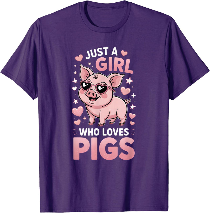 Pig Shirts & Gifts for Girls Girls Pig T-Shirt - Purple