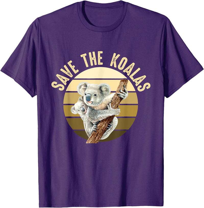 Save the wildlife of Australia Save the Koalas Koala Koala Bear Australia Rescue Protect T-Shirt - Purple