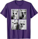 Funny Animal Photography Clothing Co. Funny Llamas with Sunglasses Cool Llama Animals Photo Booth T-Shirt - Purple