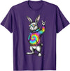 Cute Easter Bunny Rock Rabbit Sunglasses Happy Easter T-Shirt in Purple