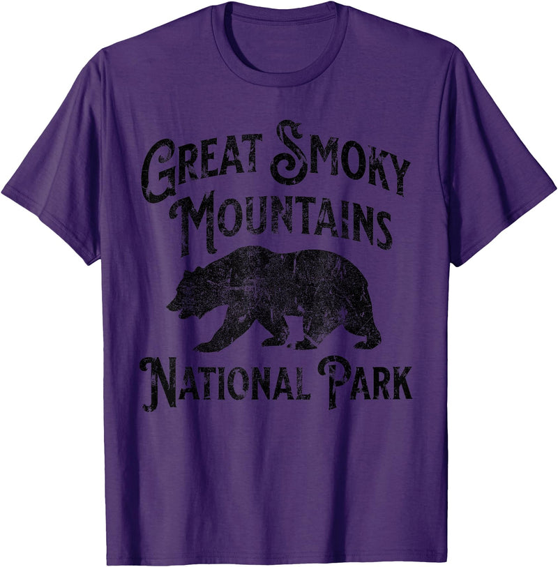 Great Smoky Mountains National Park Tennessee USA Great Smoky Mountains National Park Tennessee Hike Bear T-Shirt - Purple