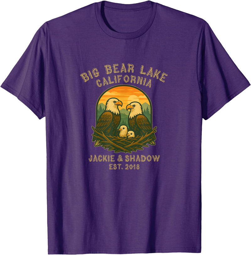 Big Bear Lake Eagles California Big Bear Lake California Eagles Jackie and Shadow T-Shirt - Purple