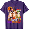 Cute Chihuahua Dog Happy Hallothanksmas Happy Hallothanksmas Chihuahua Dog Halloween Christmas T-Shirt - Purple