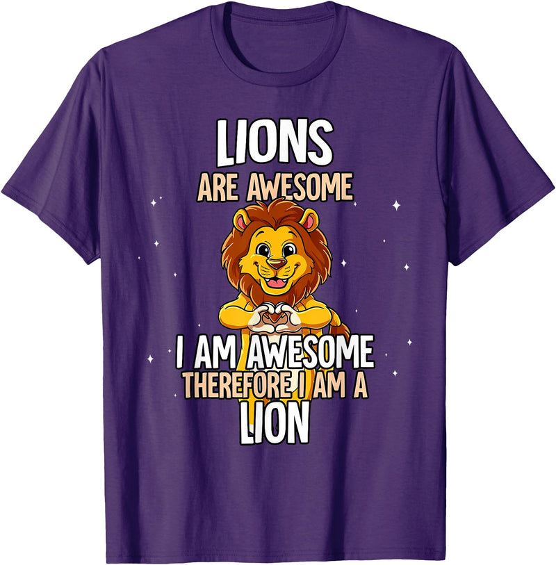 Lion Lover Gift Lions are Awesome Lion T-Shirt - Purple