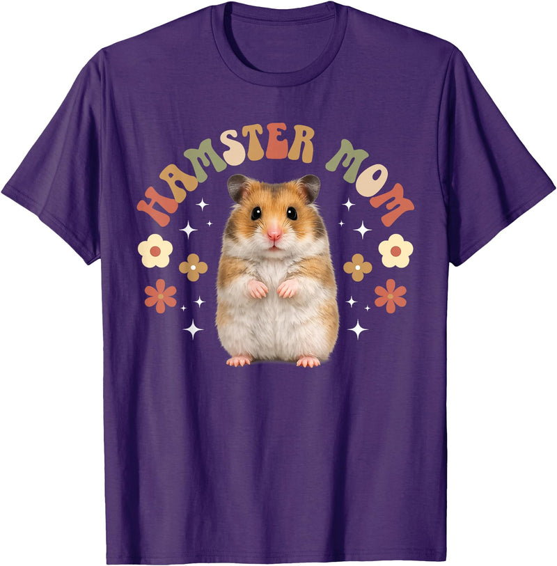 Hamster Mom Groovy Hamster Mama Hamster Owner Hamster Lover T-Shirt - Purple