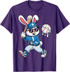 Funny Baseball Drip Rabbit Bunny Easter Men Boys Kids T-Shirt in Purple
