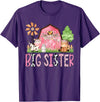 Pink Farm Cow Gender Reveal Party Big Sister Pink Farm Animal Birthday Kids Matching Family T-Shirt - Purple