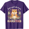 Just a Girl Who Loves Hamsters Cute Floral Pet Aesthetic T-Shirt - Purple