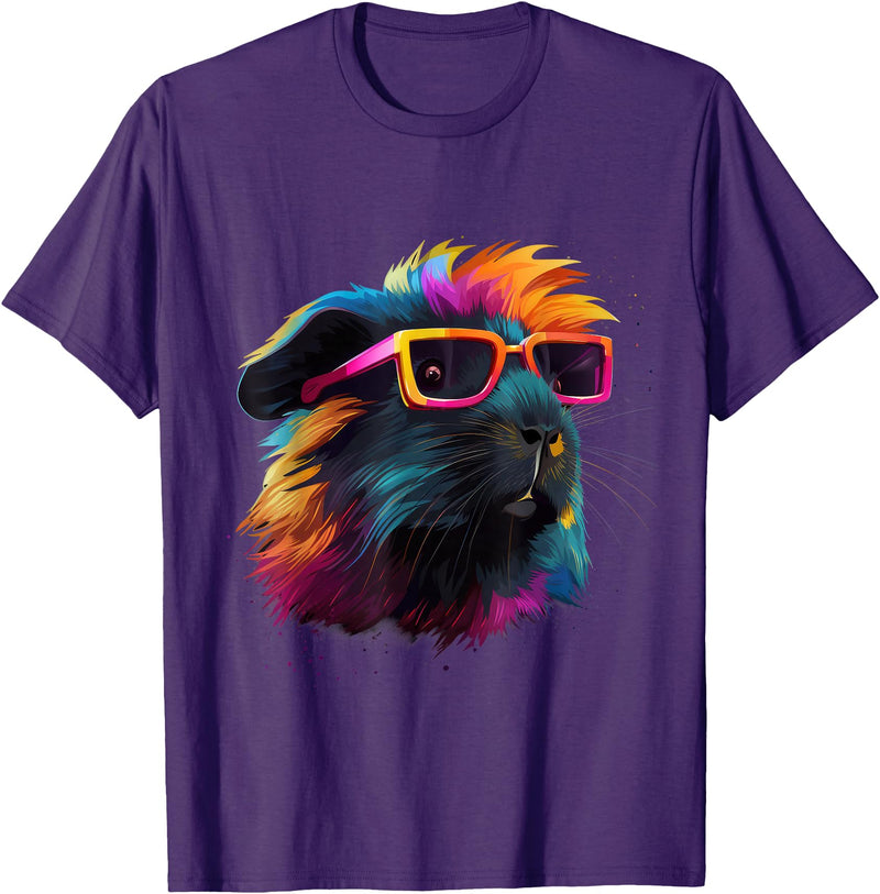Guinea Pig Lover Designs Guinea Pig Lovers Colorful Pop Art Guinea Pig T-Shirt - Purple
