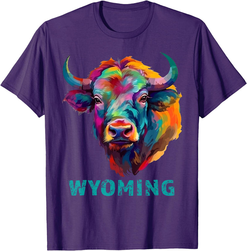 Love Wyoming Accessories, Apparel and Home Decor Wyoming American Bison Lover Buffalo for Men Women Souvenir T-Shirt - Purple