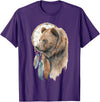 More Tribal Native American Totem Animal Art Bear Tribal Watercolor Bear Dream Catcher T-Shirt - Purple