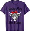 Highland Cow Cattle Bandana Messy Hair Women Girls Scottish Highland Cow Cattle Bandana Messy Hair Don't Care T-Shirt -