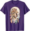 More Tribal Native American Totem Animal Art Lion Tribal Watercolor Lion Dream Catcher T-Shirt - Purple