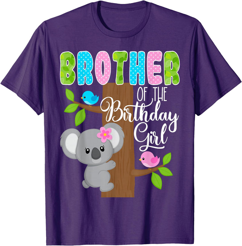 Koala Birthday Party Supplies Koala Bear Birthday Brother Of The Birthday Girl Koalas Bday T-Shirt - Purple